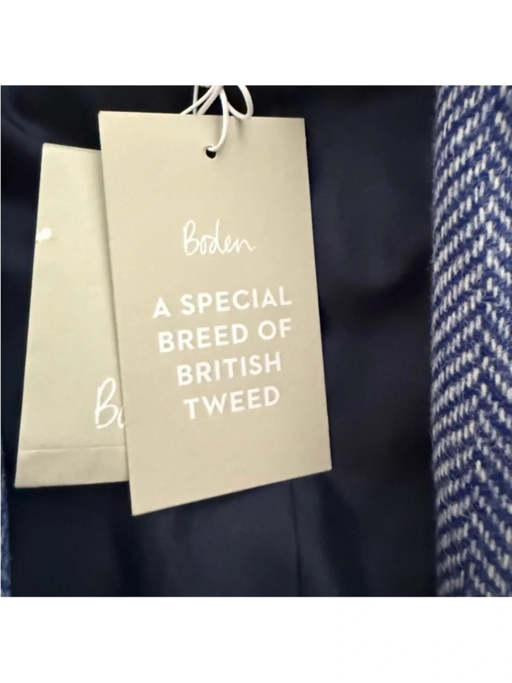 NWT Boden Elizabeth British Tweed Blazer in Blue/Ivory Herringbone, US 10R - Picture 7 of 13